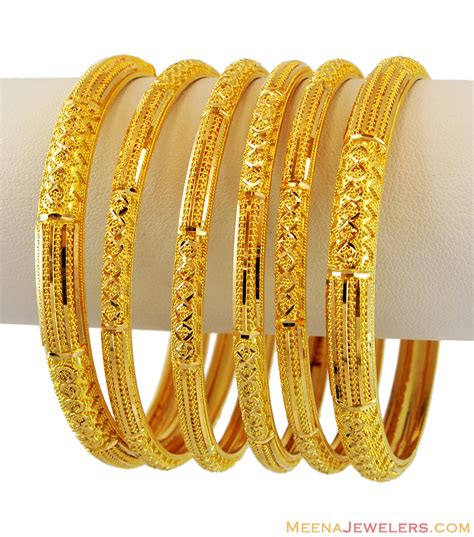 22K Indian Gold Bangle Sets & Bangle Bracelet Designs